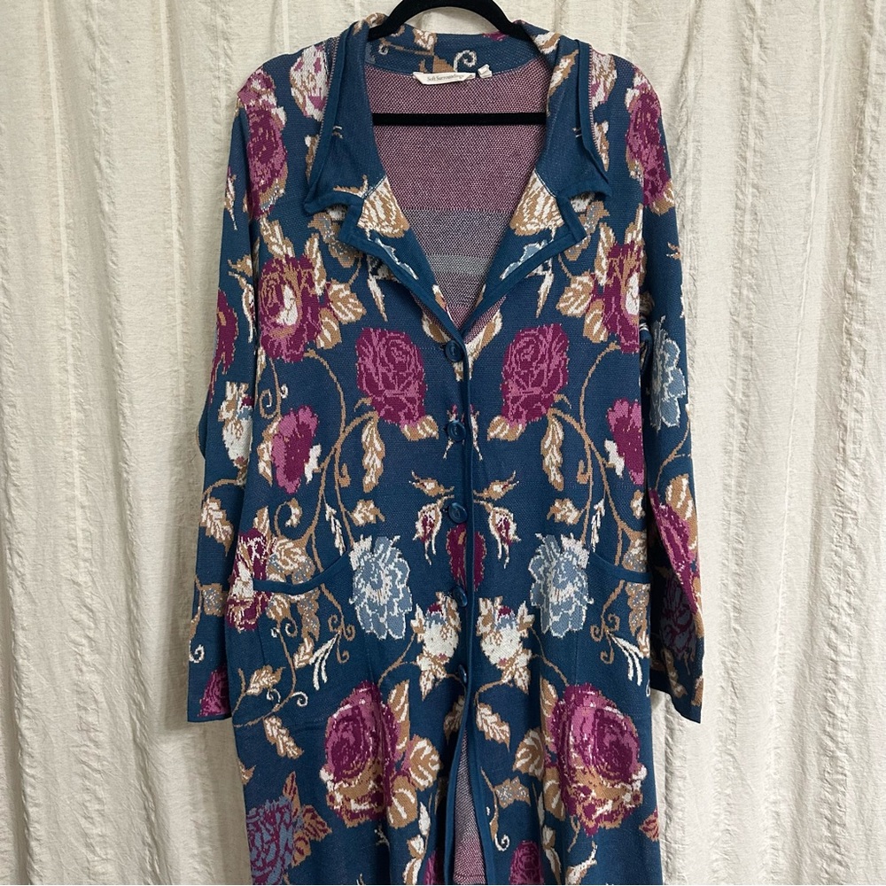 Soft Surroundings Fairy Glen Cardigan size Small 4/6 Long Floral Sweater Size XL - Picture 3 of 7
